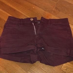 Burgundy denim shorts
